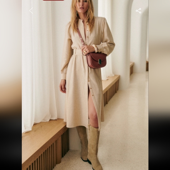 Sezane Teanne Beige Midi Dress